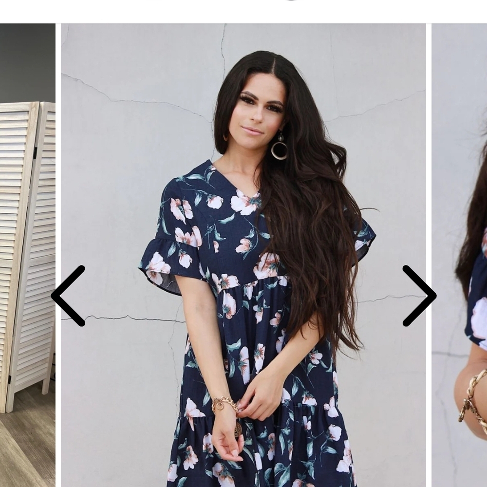 Nursing Queen Navy Floral Midi Dress with Pink and Green Accents